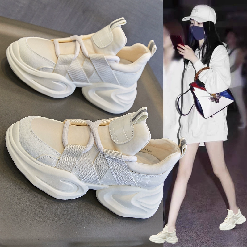 内增高老爹鞋女真皮2025年春秋女鞋厚底夏季小白鞋松糕休闲运动鞋
